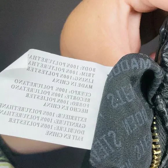 STEVE MADDEN Women's Black Embossed Faux Leather Gold Accent Handbag Purse - Picture 2 of 12